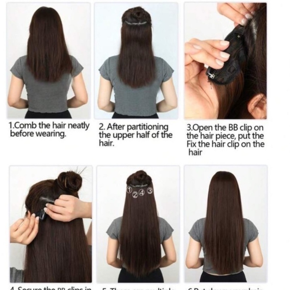 CLIP IN HAIR EXTENSIONS BALAYAGE BLONDE DARK ROOTS 22  in Straight hair - Picture 7 of 7